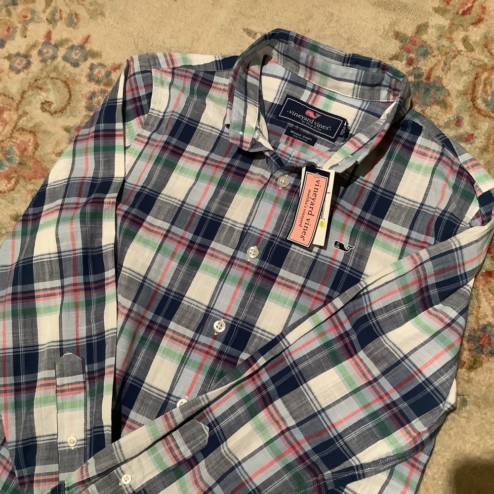 VINEYARD VINES Boys Whale Plaid Shirt Sz 12-14 - Picture 3 of 5